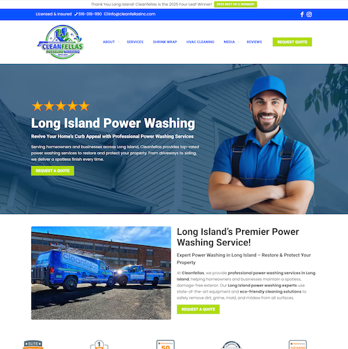 Cleanfellas Long Island power washing website designed by Island Web Solutions